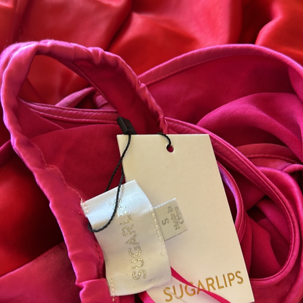 NWT Sugarlips Colorblock Satin Midi Dress - Picture 7 of 9